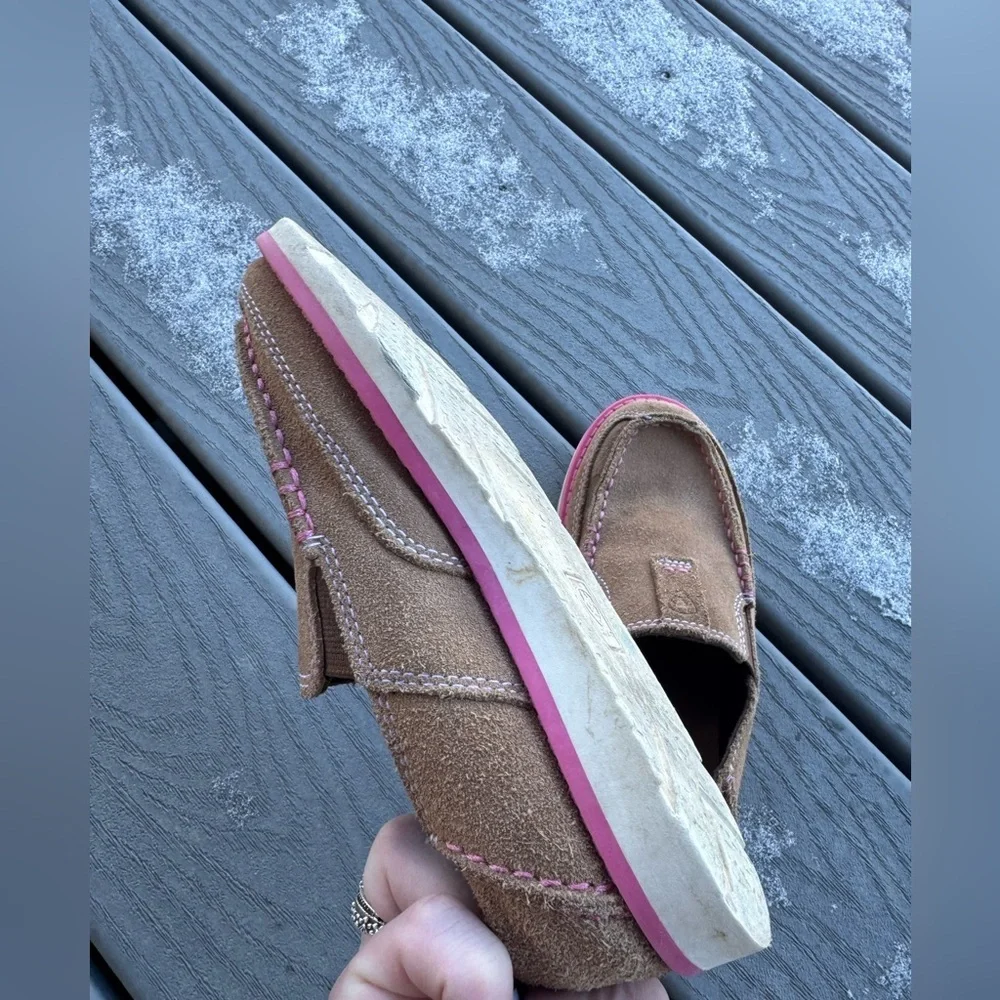 Girls Ariat Youth 13 Brown Suede Slip On Cruiser Shoes